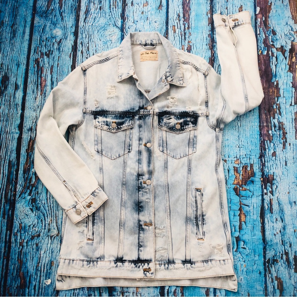 NWOT We the Free distressed denim jacket
